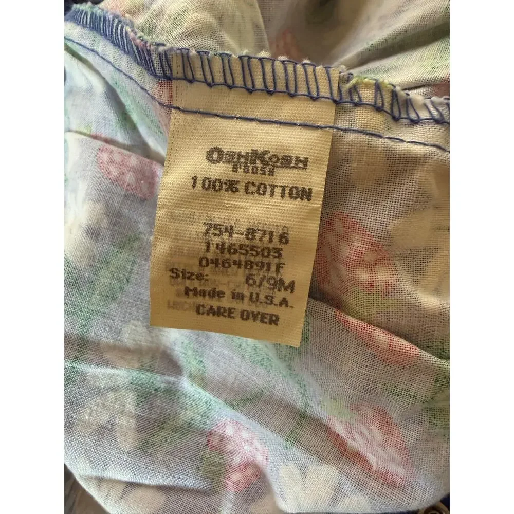 Baby OshKosh B'gosh USA Vestback Bubble Romper Strawberry Daisy Print 6-9mo 90s